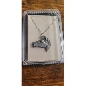Vintage Horse head pewter styled 18in necklace